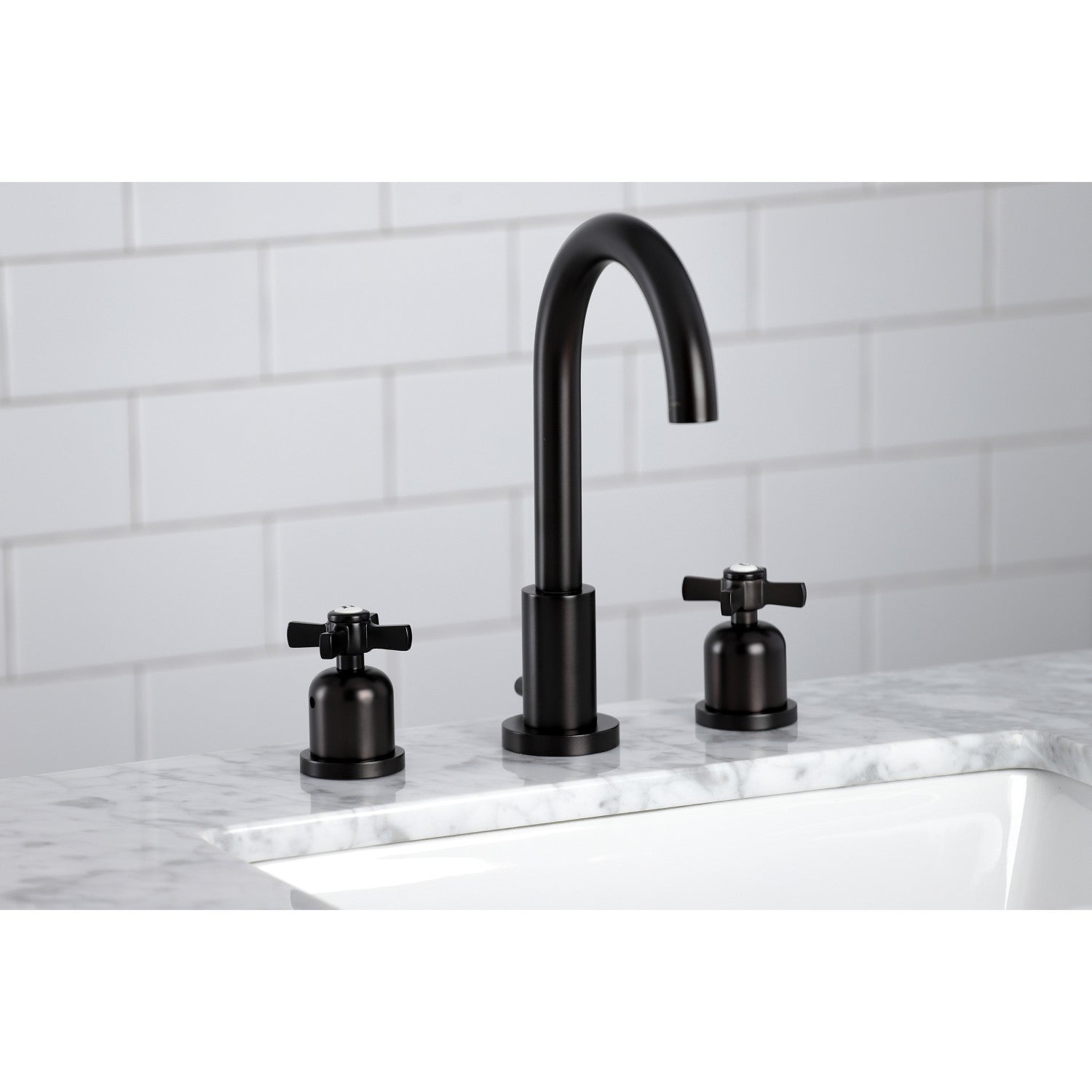 Kingston Sona FSC8925ZX - Millennium Two-Handle 3-Hole Deck Mount Widespread Bathroom Faucet with Brass Pop-Up, Oil Rubbed Bronze — thumbnail 2